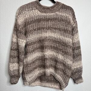 SO Chunky Brown Spacedye Crewneck Sweater Sz Small